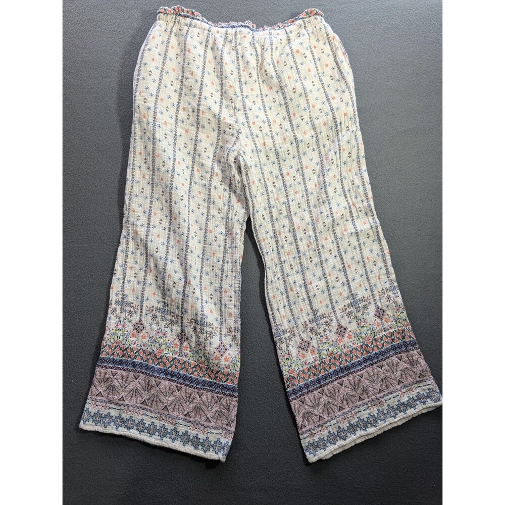 Fate Women’s Large Cotton Boho Print Wide Leg Palazzo Pants Elastic Waist